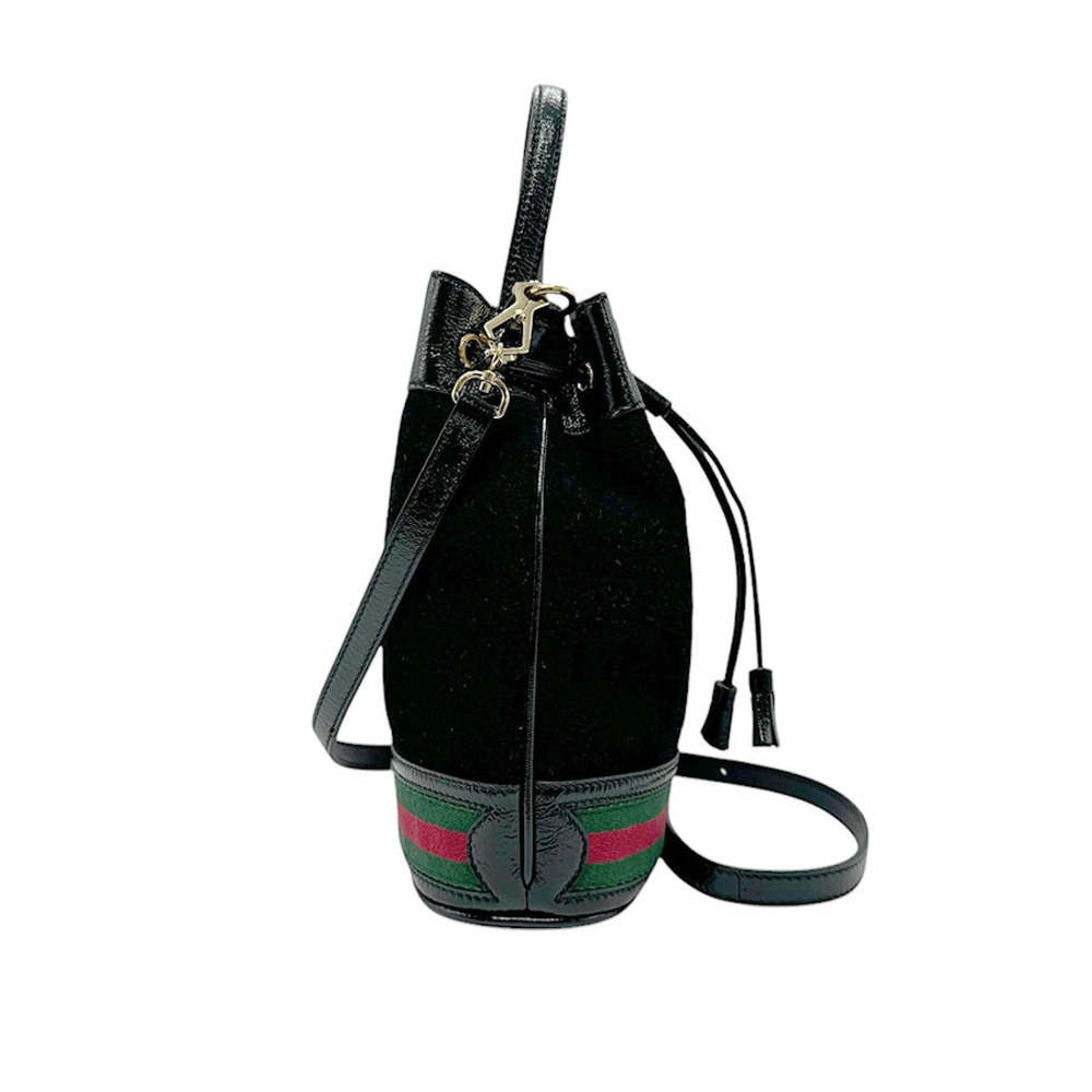 Gucci handbag bag enamel Ophidia shoulder black suede